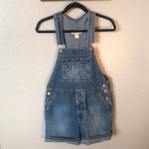 Denim overall shorts